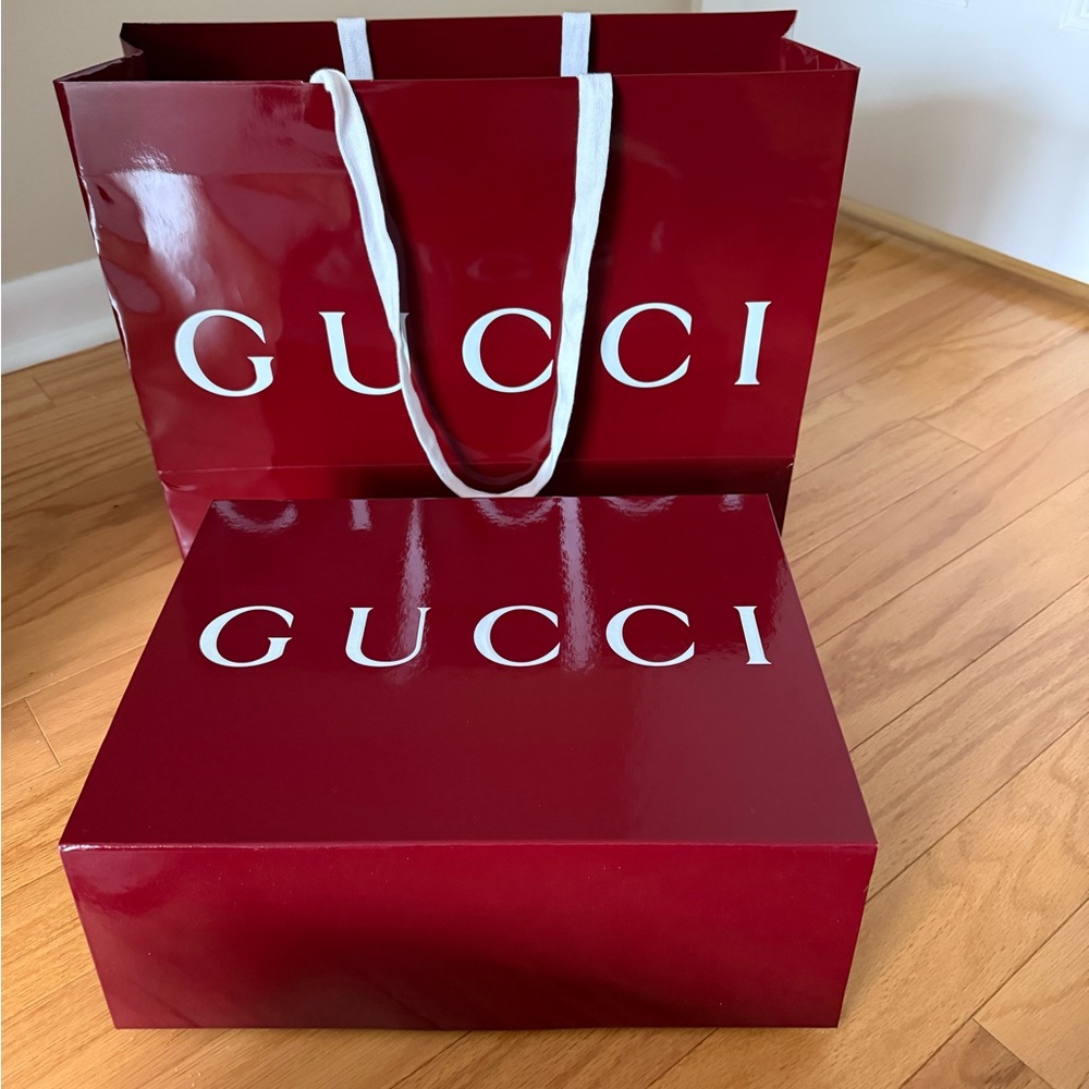 Gucci Burgundy Shopping Bag and Box Set